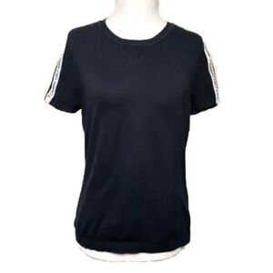 Tommy Hilfiger Jeans Crewneck Sweater Tape Short Sleeve Women’s Medium Black Top